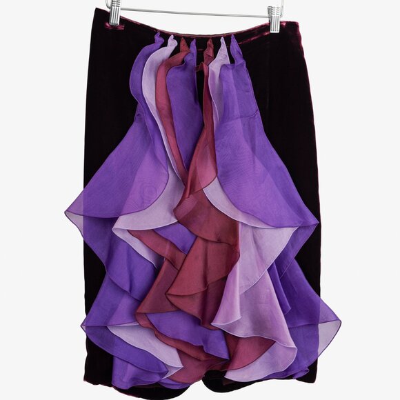 Giorgio Armani AW/06 Runway Velvet Silk Frill Skirt - Picture 2 of 12